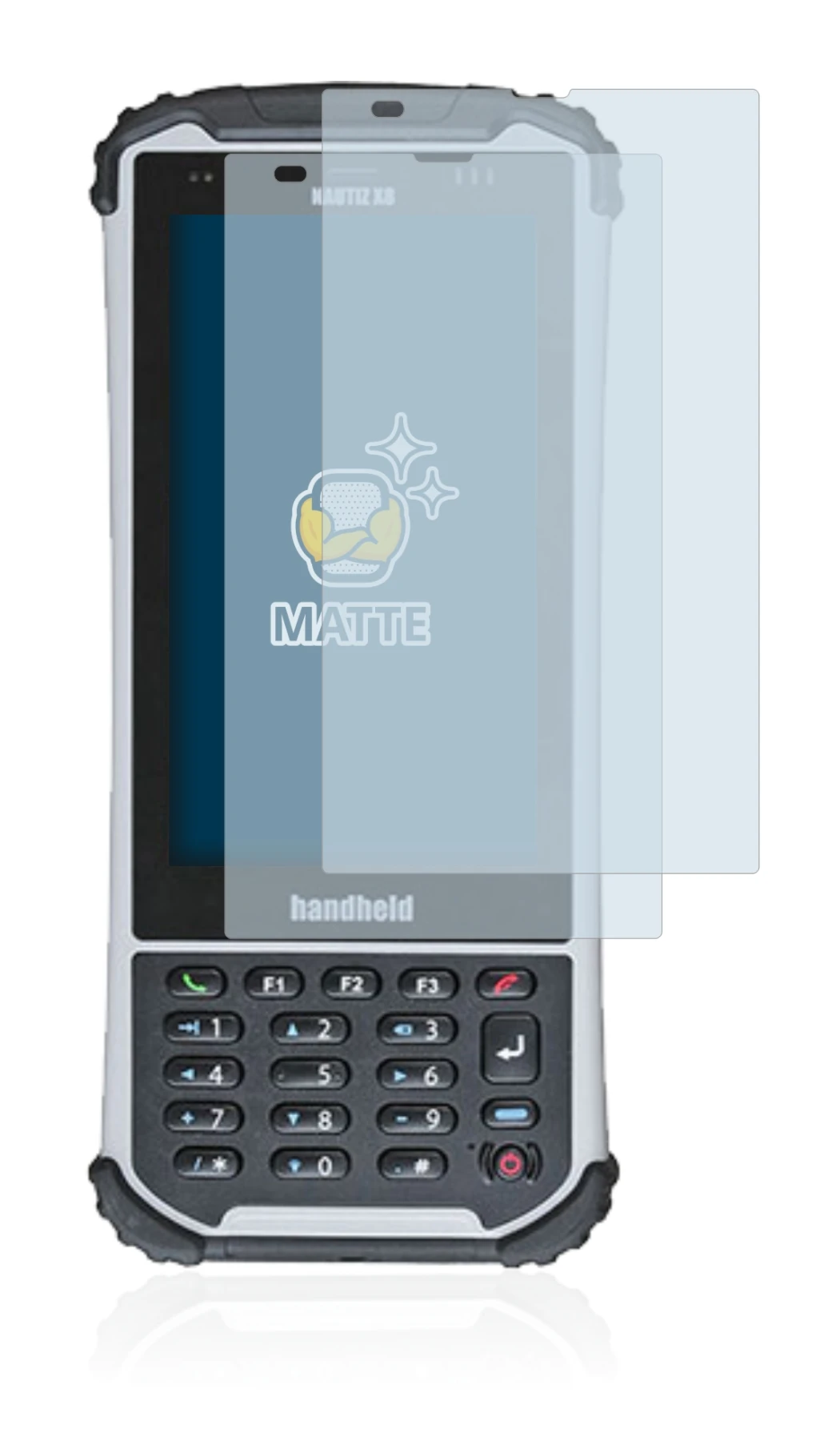 Image of the device Handheld Nautiz X8 with a wide variety of screen protectors.