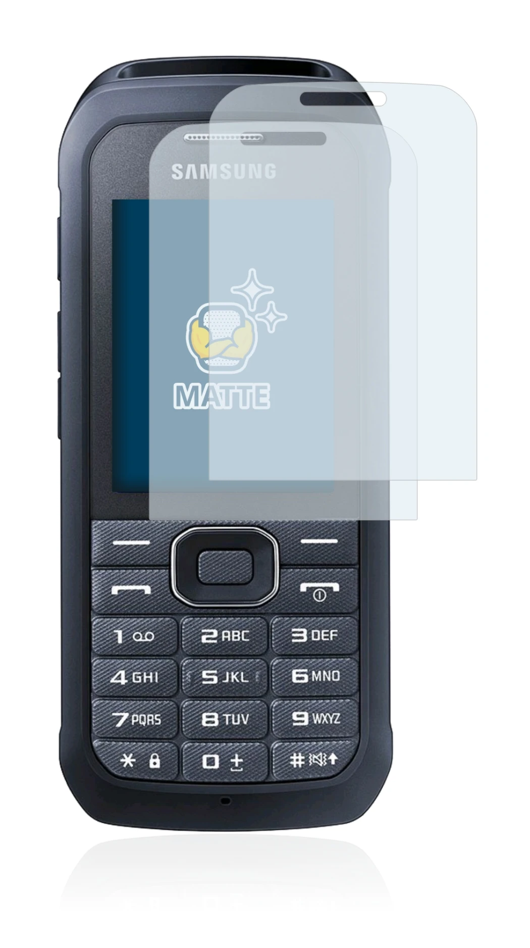 Image of the device Samsung Xcover 550 with a wide variety of screen protectors.