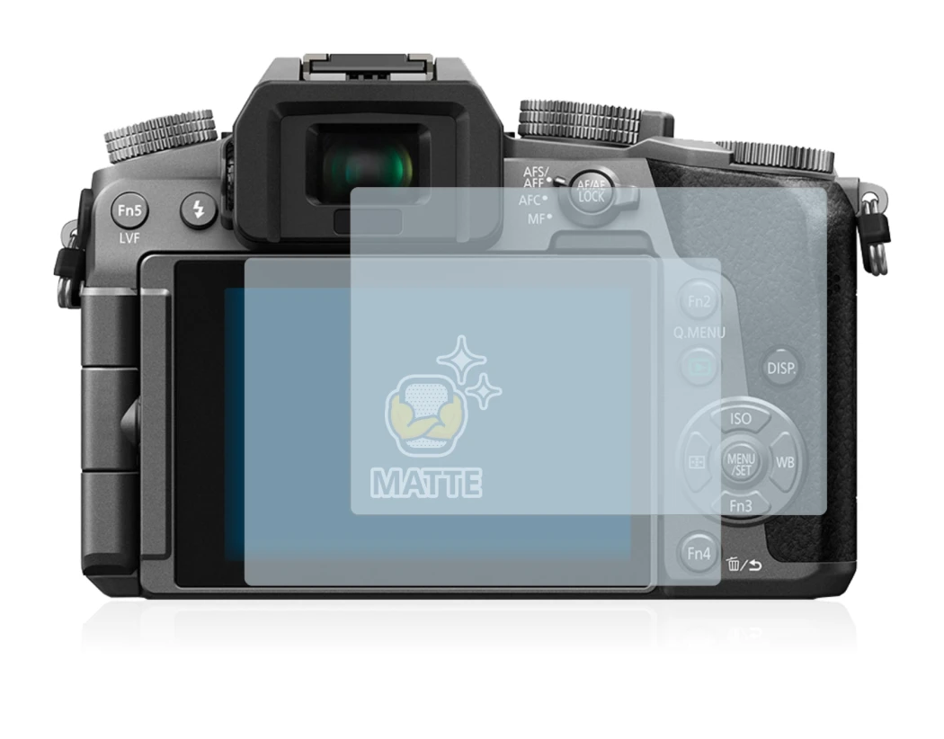 Image of the device Panasonic Lumix DMC-G7 with a wide variety of screen protectors.