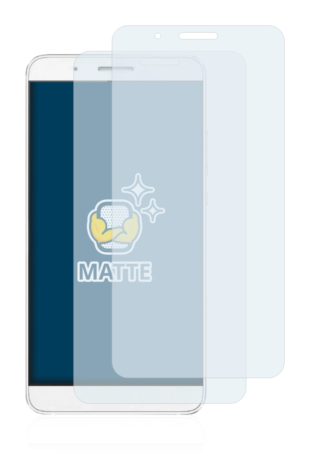 Image of the device Honor 7i with a wide variety of screen protectors.