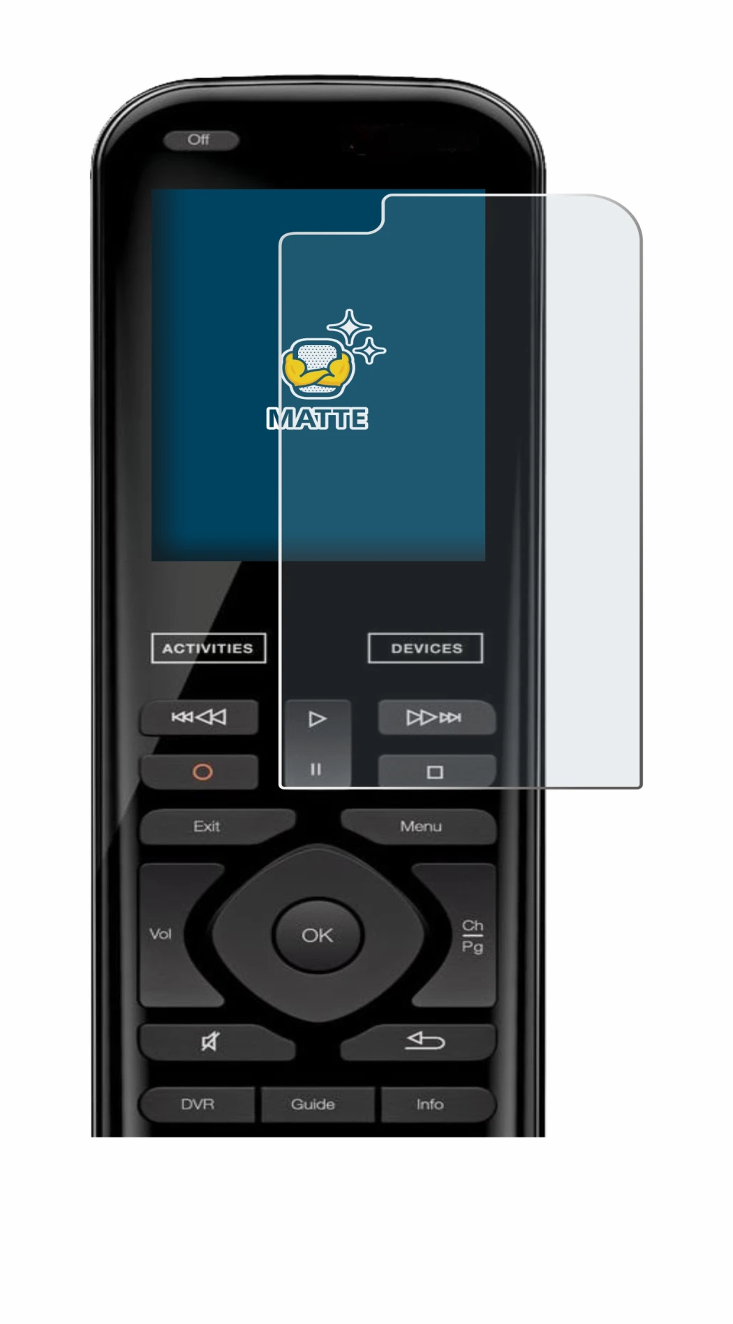 Image of the device Logitech Harmony 950 with a wide variety of screen protectors.