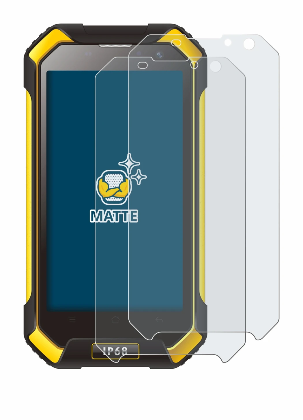 Image of the device Blackview BV6000 with a wide variety of screen protectors.