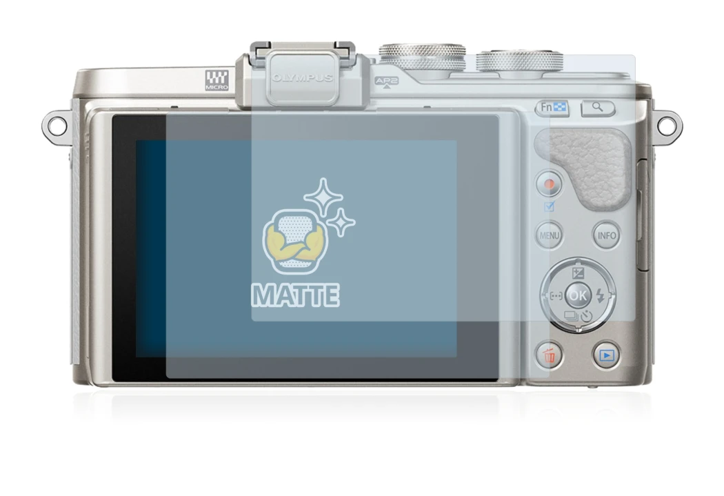 Image of the device Olympus PEN E-PL8 with a wide variety of screen protectors.