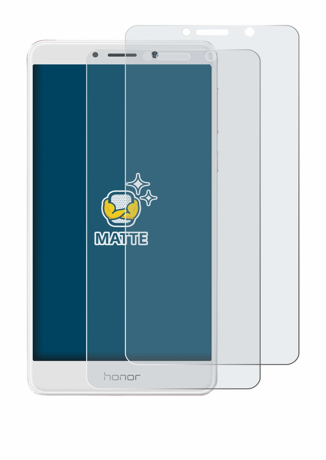 Image of the device Honor 6X with a wide variety of screen protectors.
