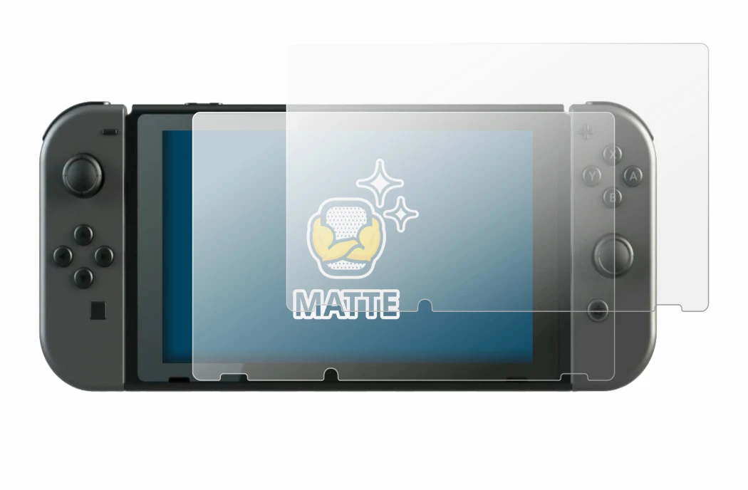 Image of the device Nintendo Switch with a wide variety of screen protectors.