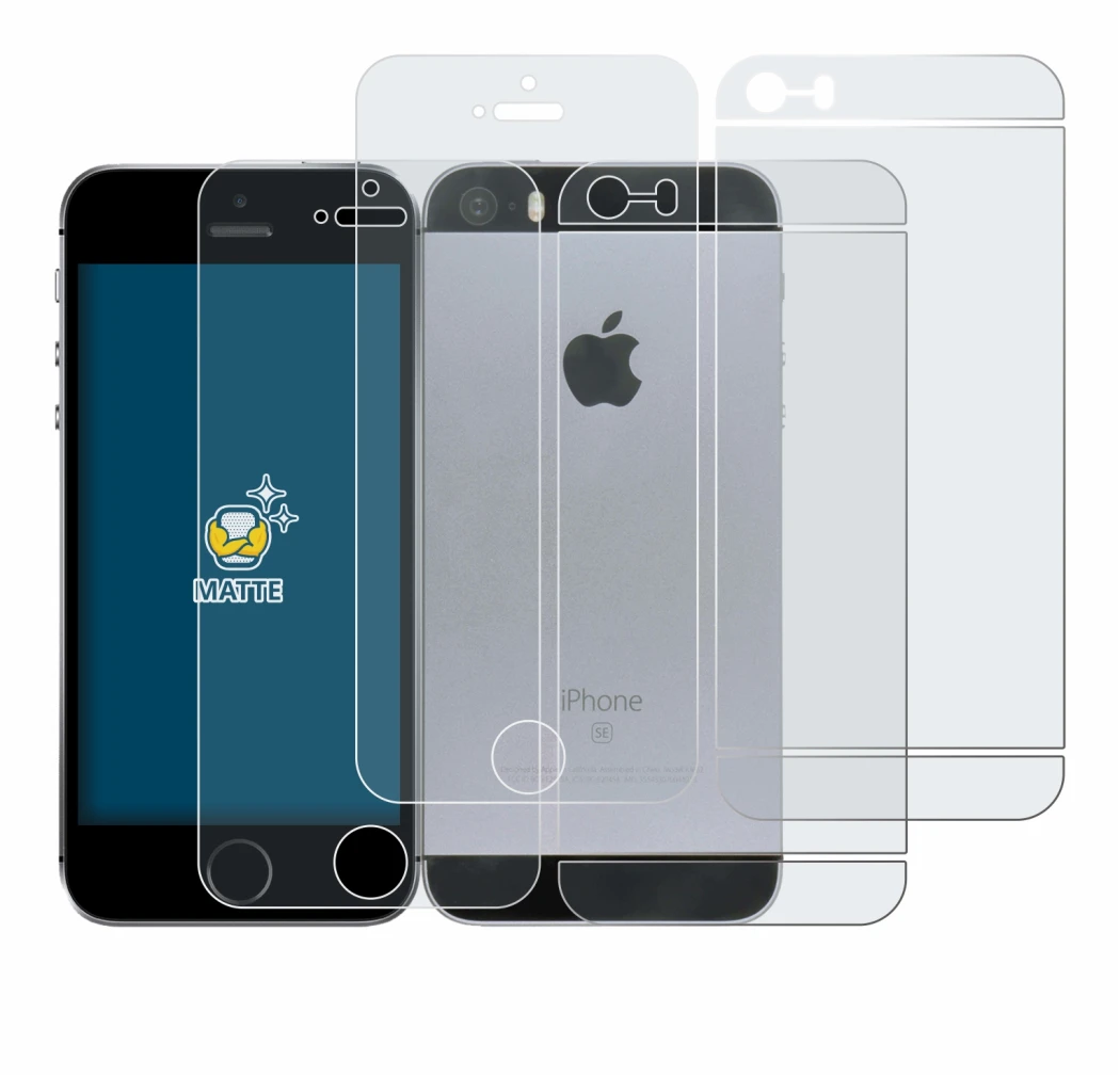 Image of the device Apple iPhone SE 2016 (Front+Back) with a wide variety of screen protectors.