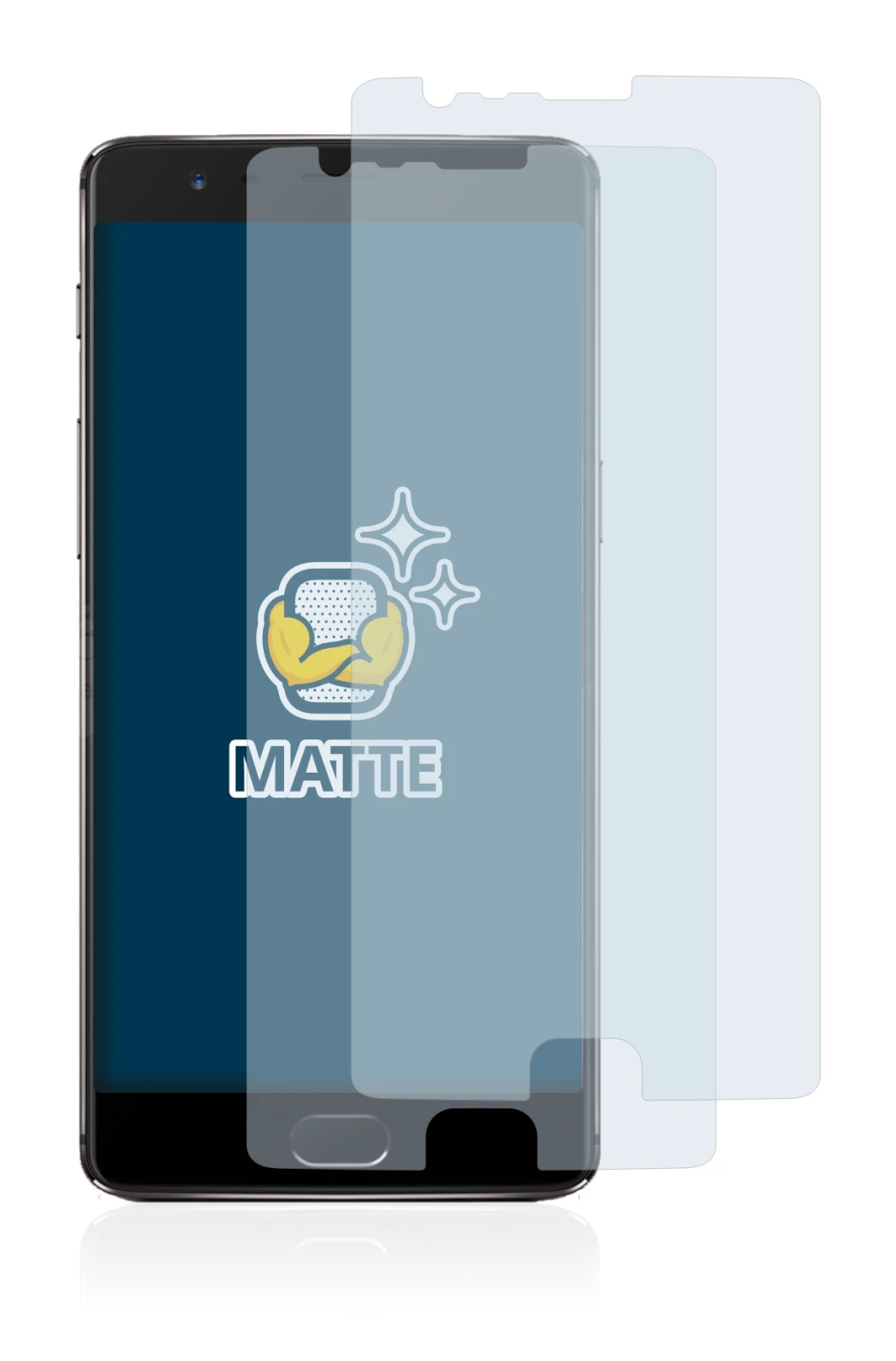 Image of the device OnePlus 3T with a wide variety of screen protectors.