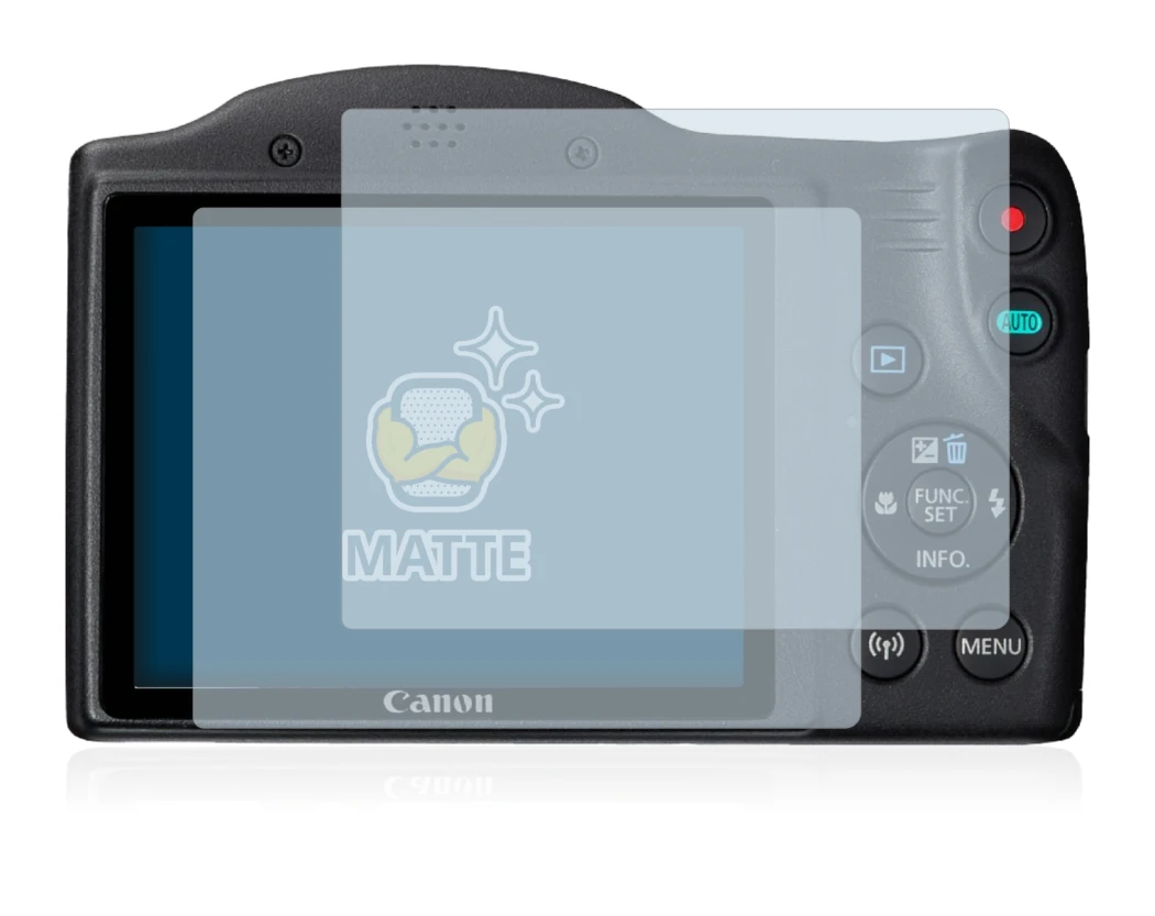 Image of the device Canon PowerShot SX430 IS with a wide variety of screen protectors.