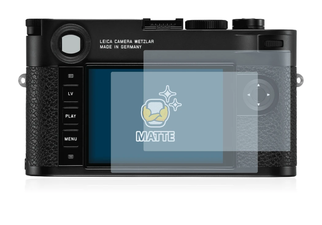 Image of the device Leica M10 with a wide variety of screen protectors.