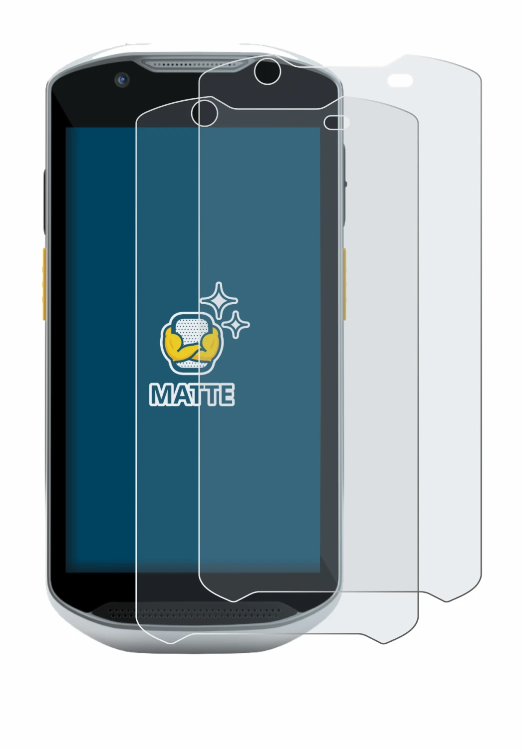 Image of the device Zebra TC56 with a wide variety of screen protectors.