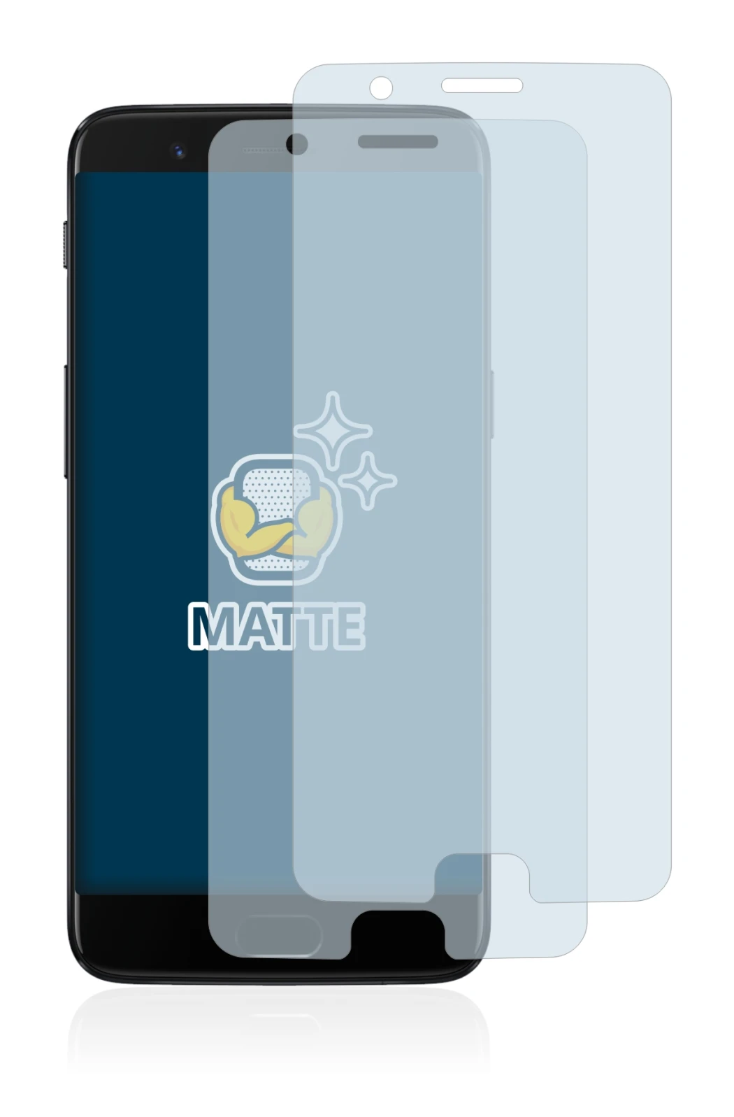 Image of the device OnePlus 5 with a wide variety of screen protectors.