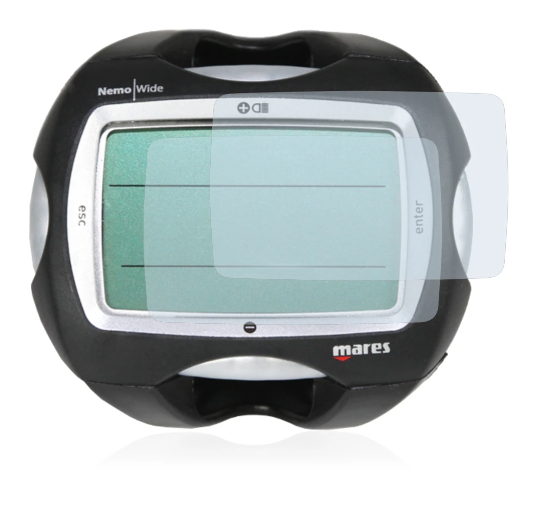 Image of the device Mares Nemo Wide 2 with a wide variety of screen protectors.