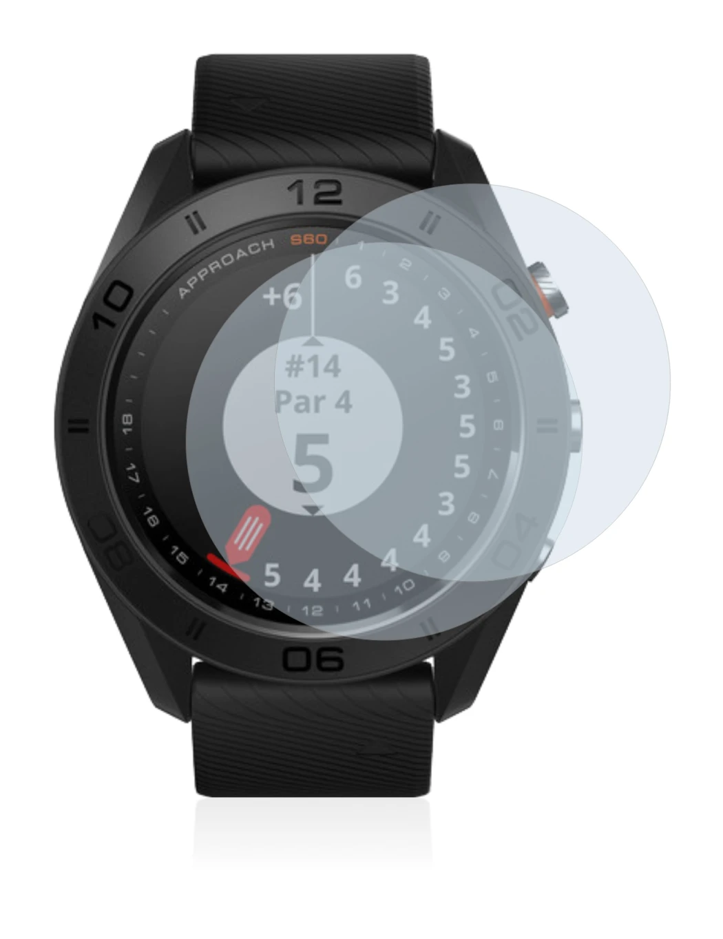 Image of the device Garmin Approach S60 with a wide variety of screen protectors.