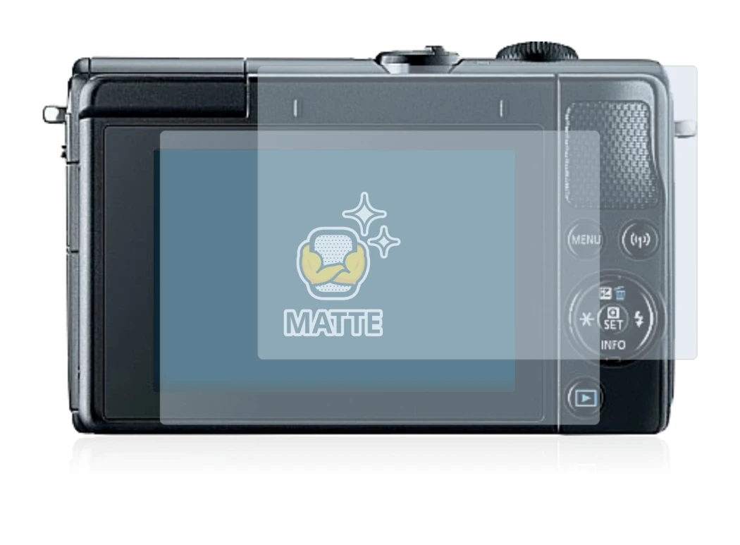 Image of the device Canon EOS M100 with a wide variety of screen protectors.
