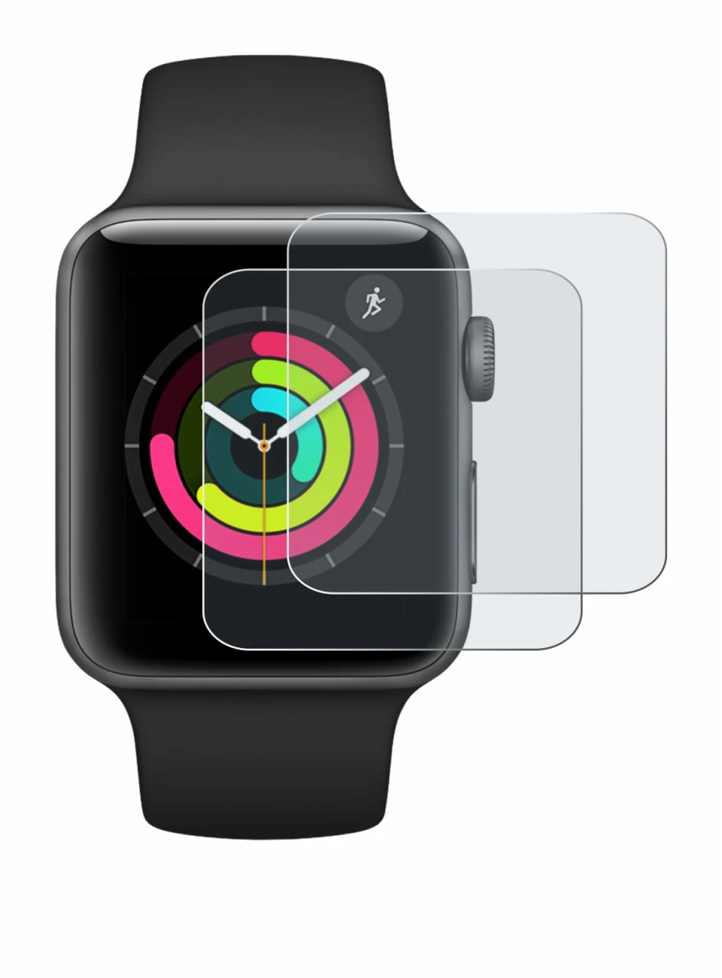 Image of the device Apple Watch Series 3 (42 mm) with a wide variety of screen protectors.