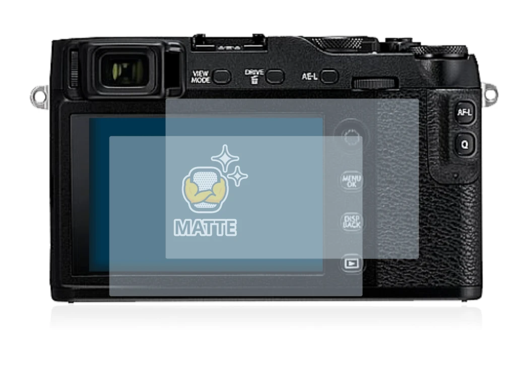 Image of the device Fujifilm X-E3 with a wide variety of screen protectors.