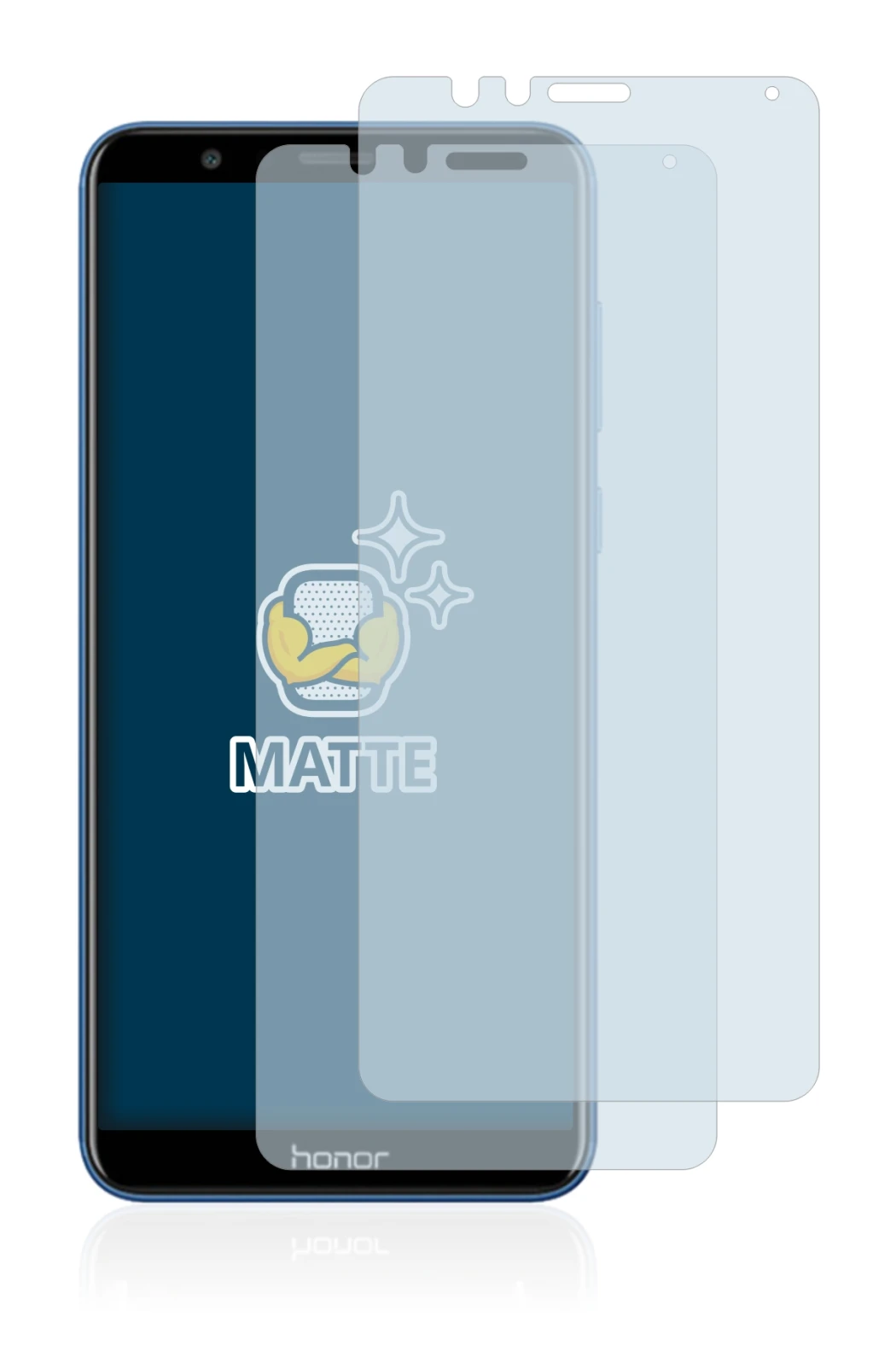 Image of the device Honor 7X with a wide variety of screen protectors.
