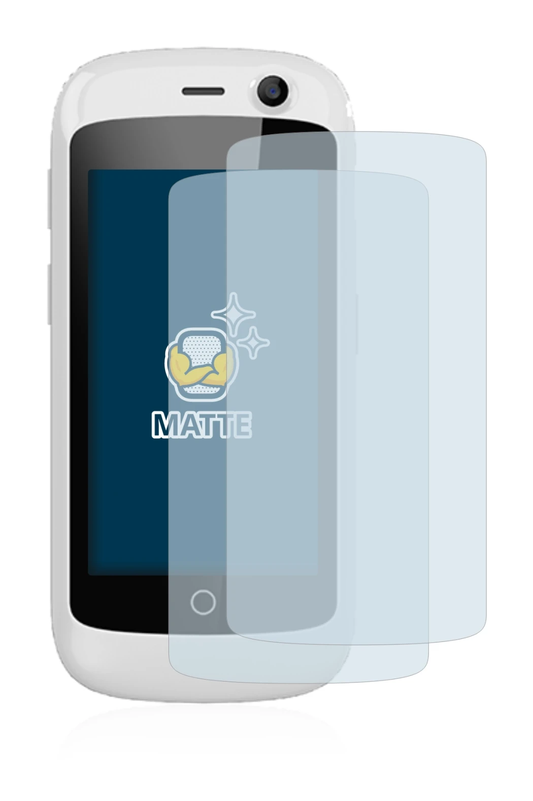 Image of the device Unihertz Jelly Pro with a wide variety of screen protectors.