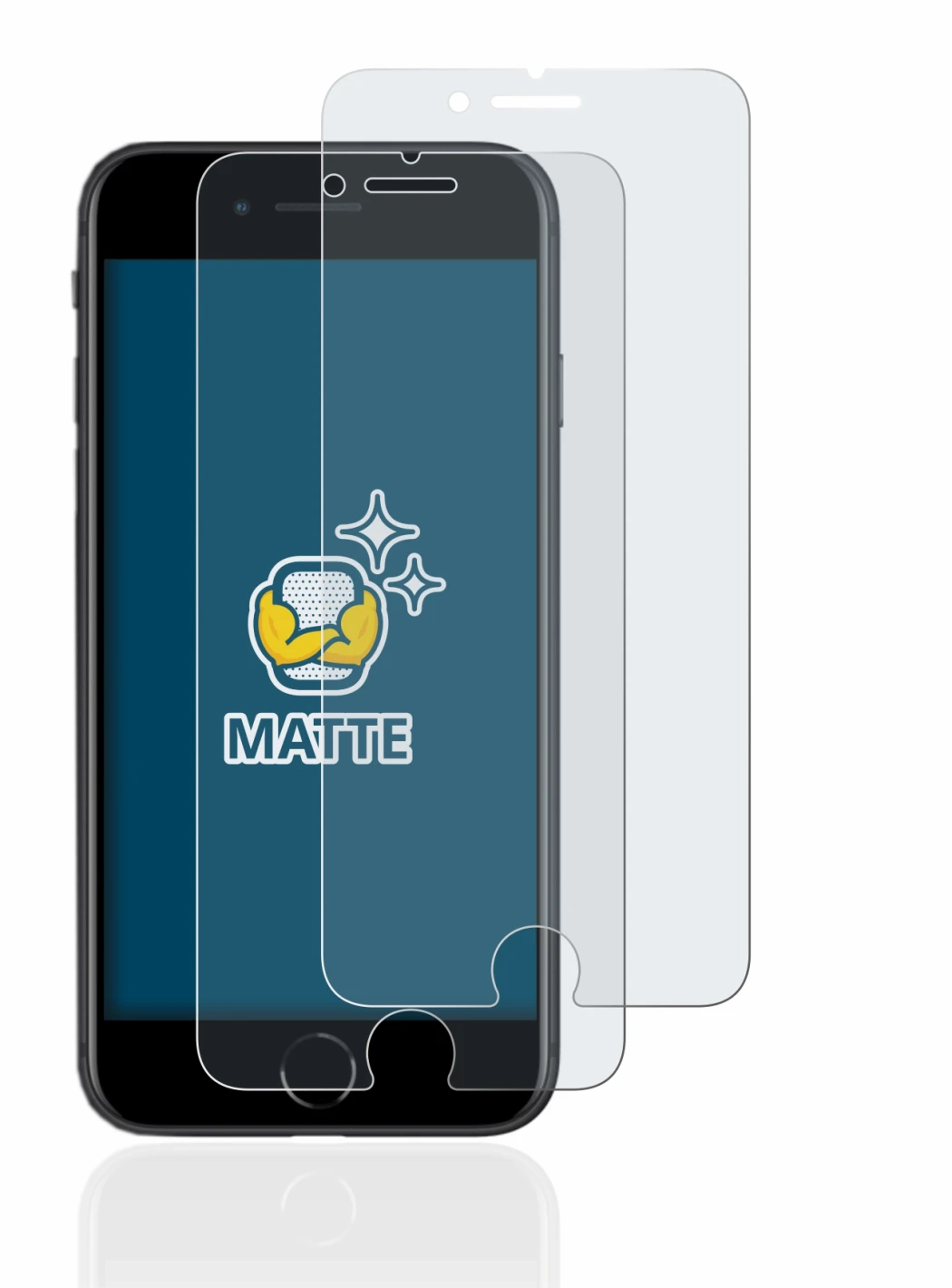 Image of the device Apple iPhone SE 2 2020 with a wide variety of screen protectors.