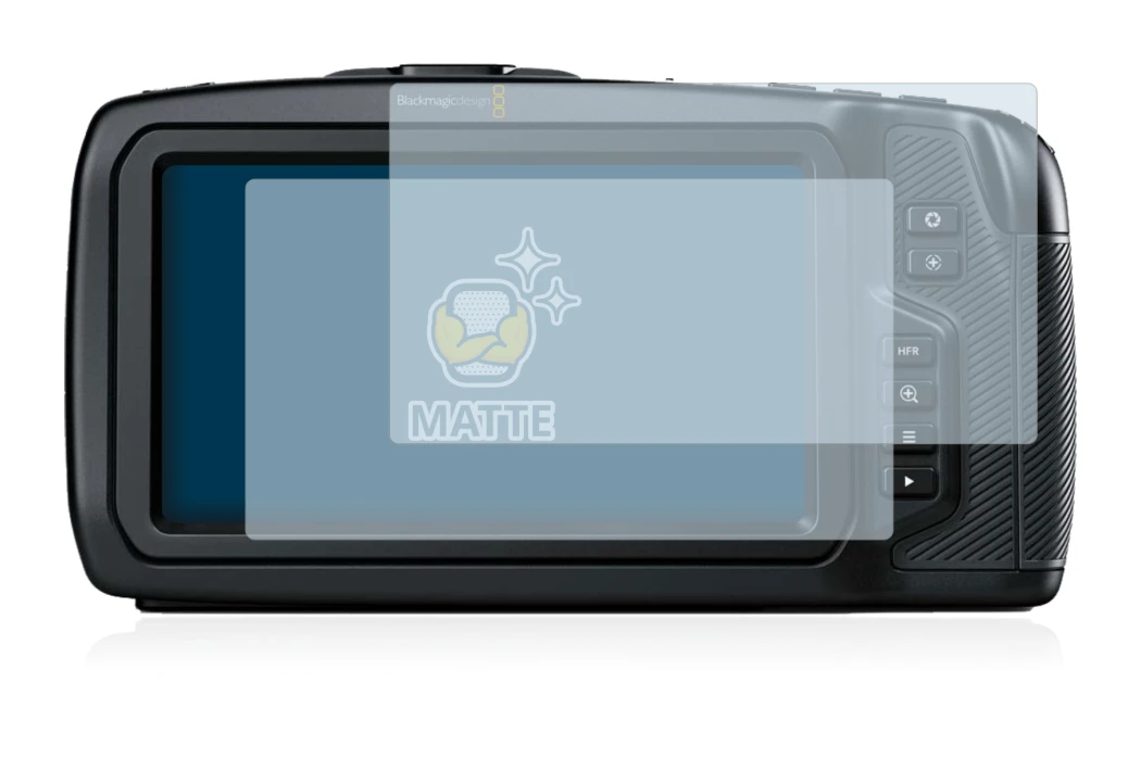 Image of the device Blackmagic Pocket Cinema Camera 4K with a wide variety of screen protectors.