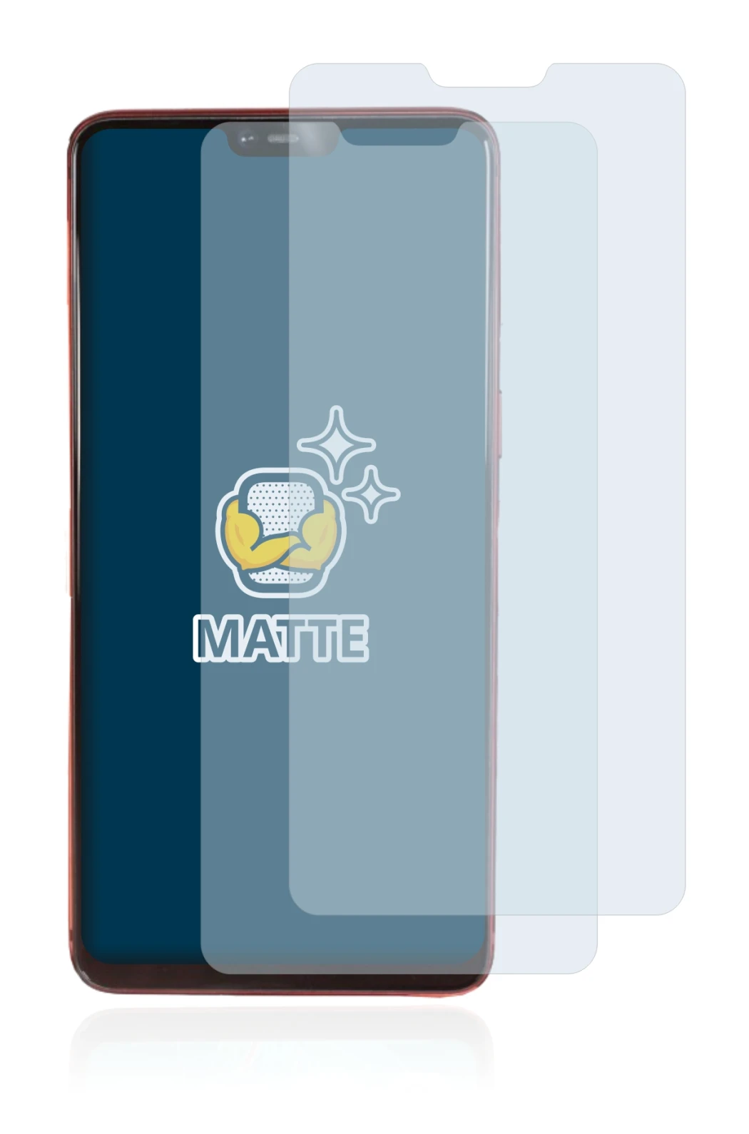 Image of the device Oppo R15 Pro with a wide variety of screen protectors.