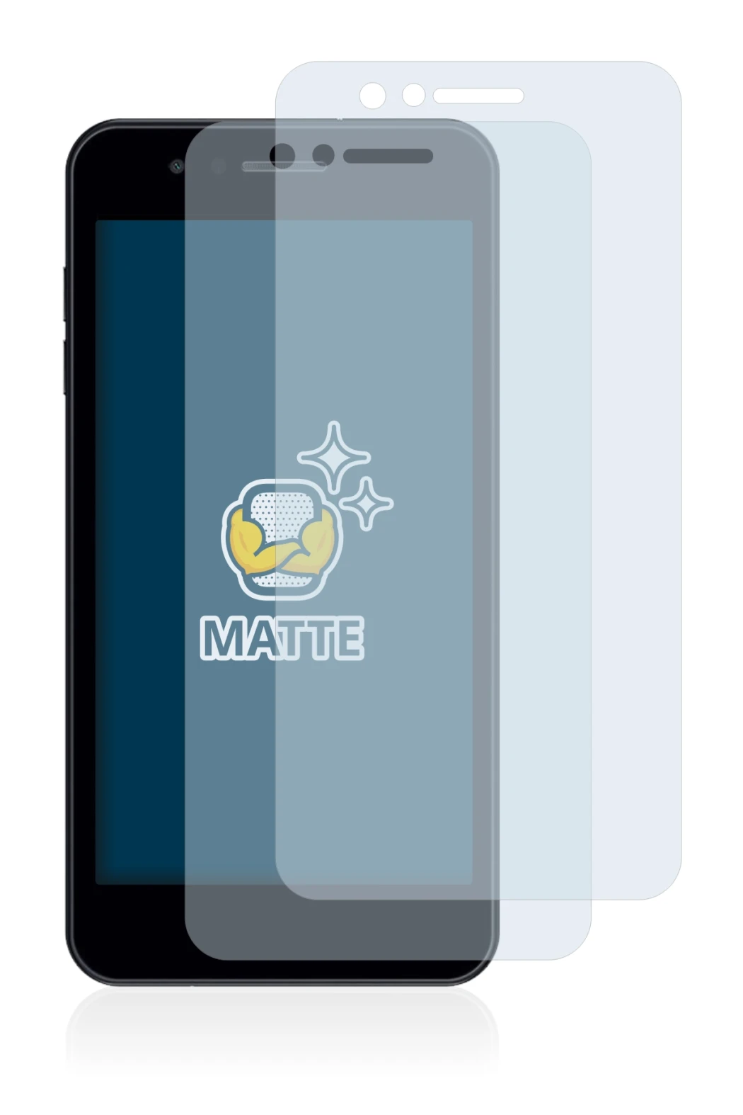 Image of the device LG K9 with a wide variety of screen protectors.