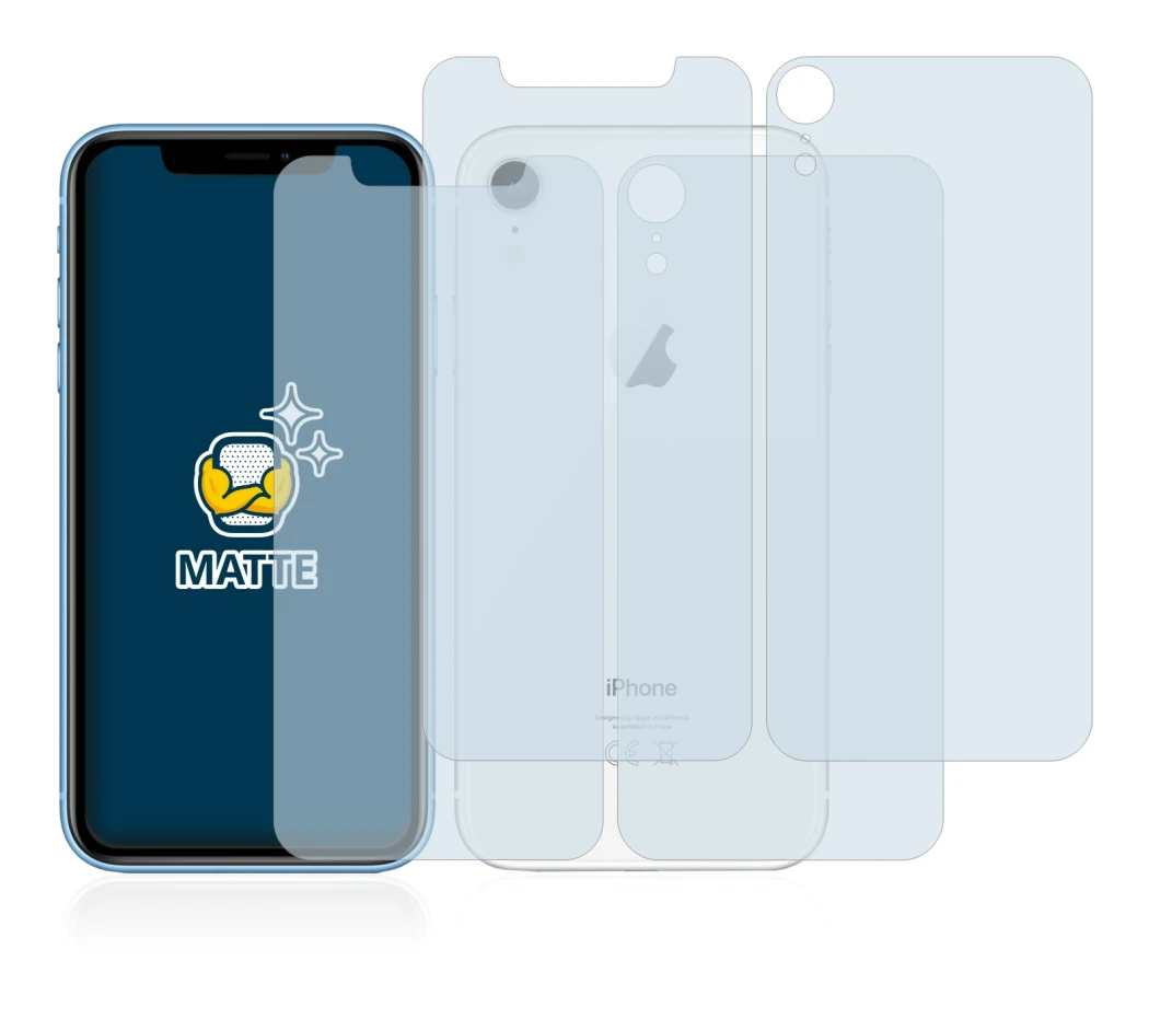 Image of the device Apple iPhone XR (Front+Back) with a wide variety of screen protectors.