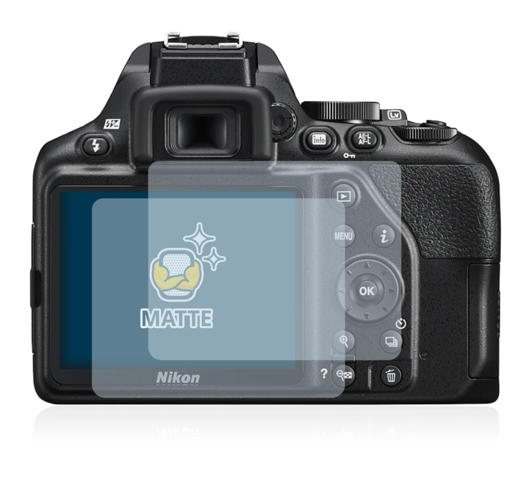 Image of the device Nikon D3500 with a wide variety of screen protectors.
