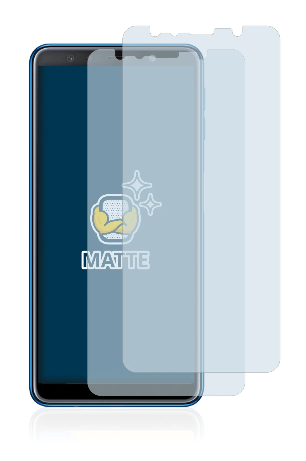 Image of the device Samsung Galaxy A7 2018 with a wide variety of screen protectors.