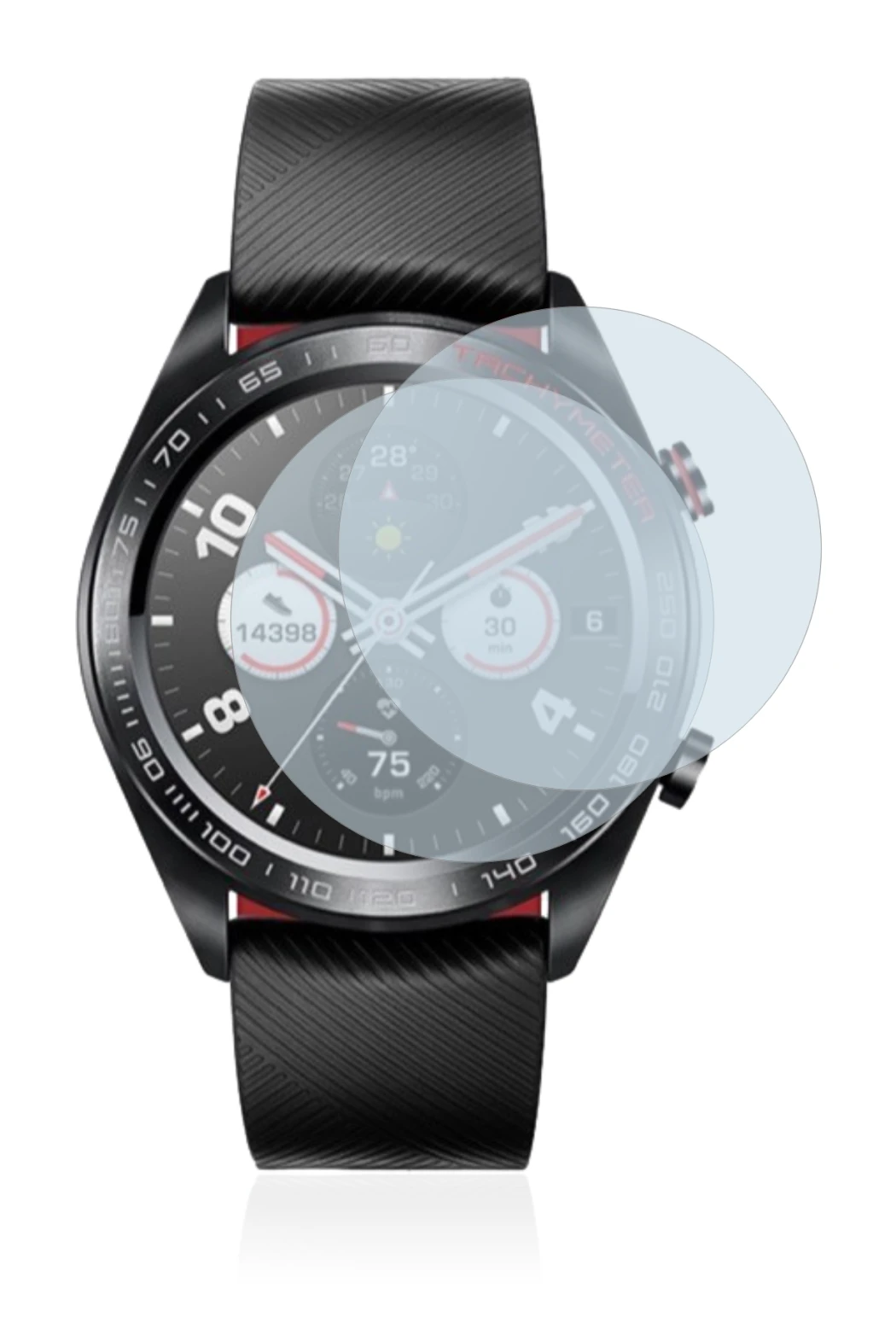 Image of the device Honor Watch Magic with a wide variety of screen protectors.