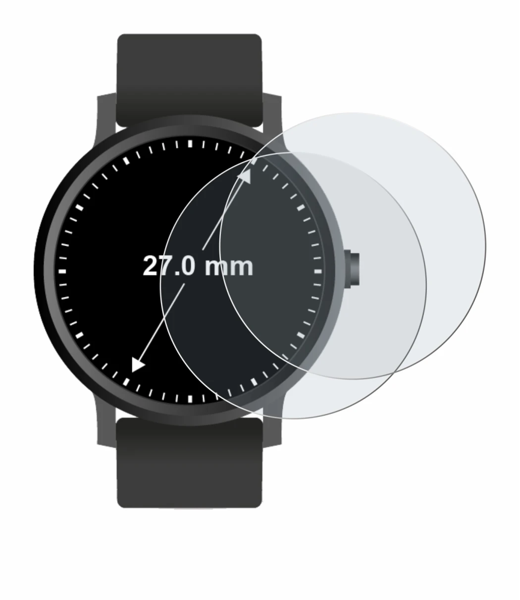 Image of the device Circular Displays (ø: 27 mm) with a wide variety of screen protectors.