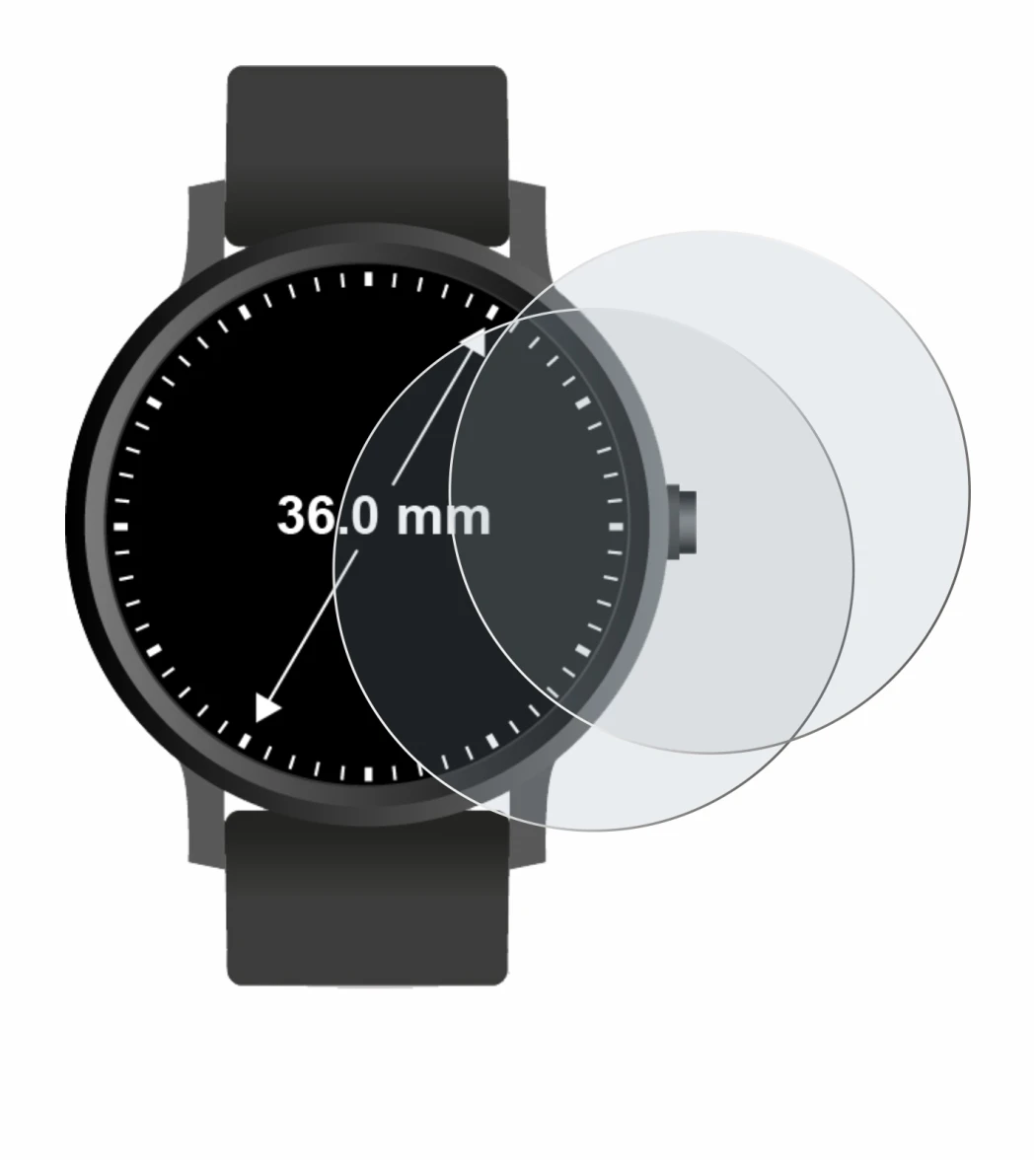 Image of the device Circular Displays (ø: 36 mm) with a wide variety of screen protectors.