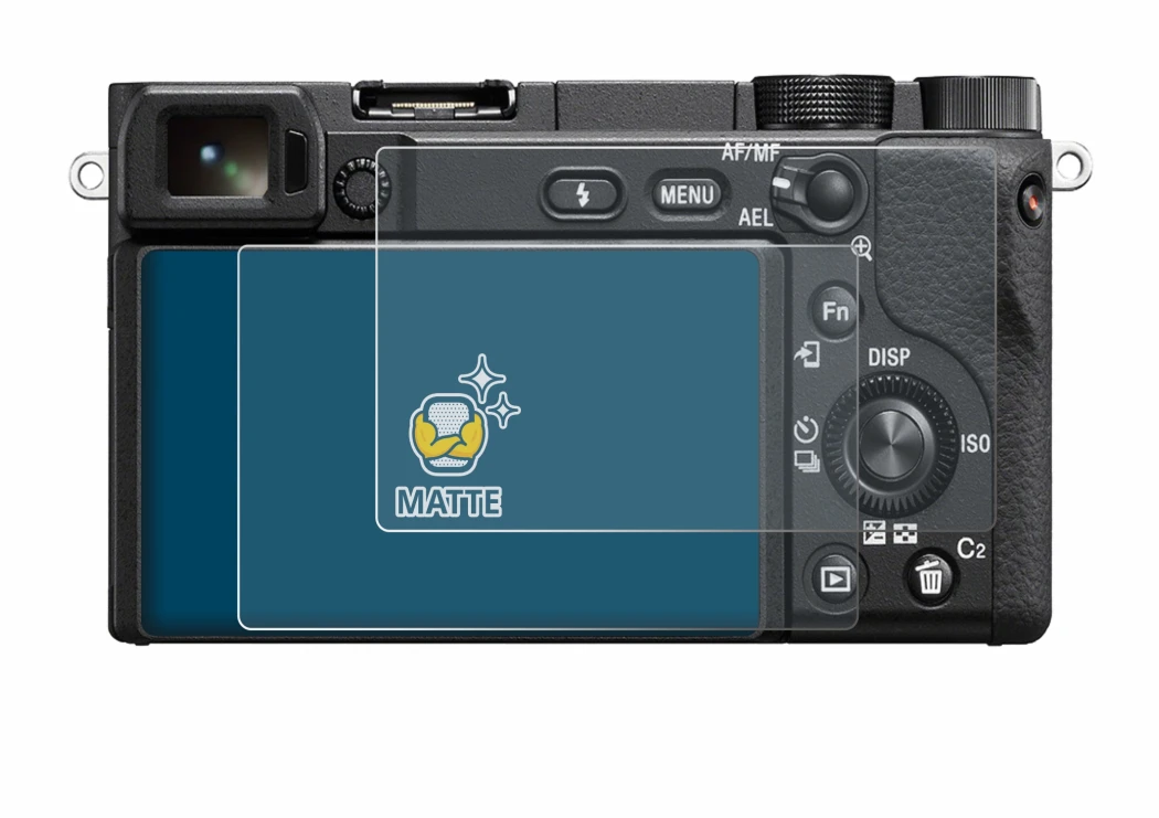 Image of the device Sony Alpha 6400 with a wide variety of screen protectors.
