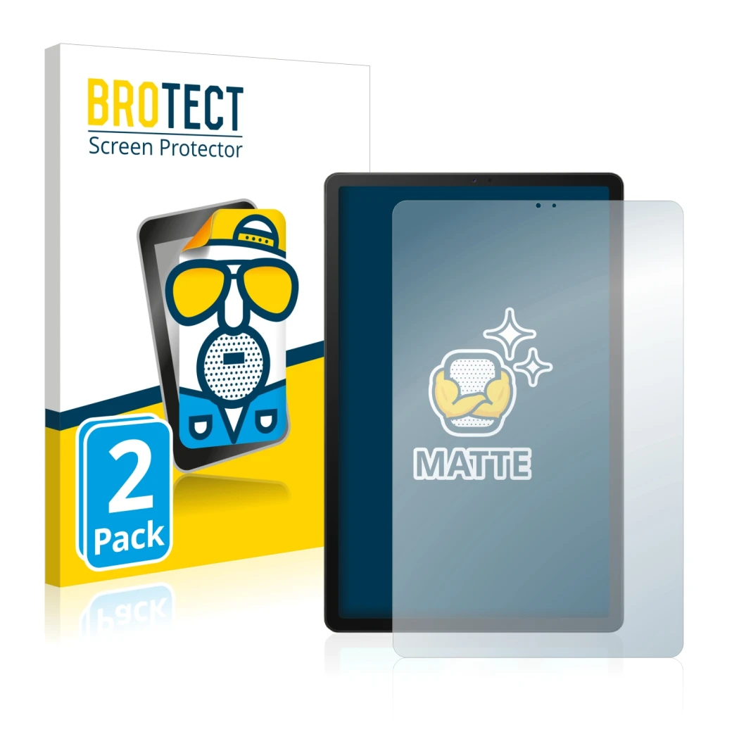 Front side of a product packaging with the brand logo BROTECT. Next to it is the device Samsung Galaxy Tab S5e LTE 2019 shown 