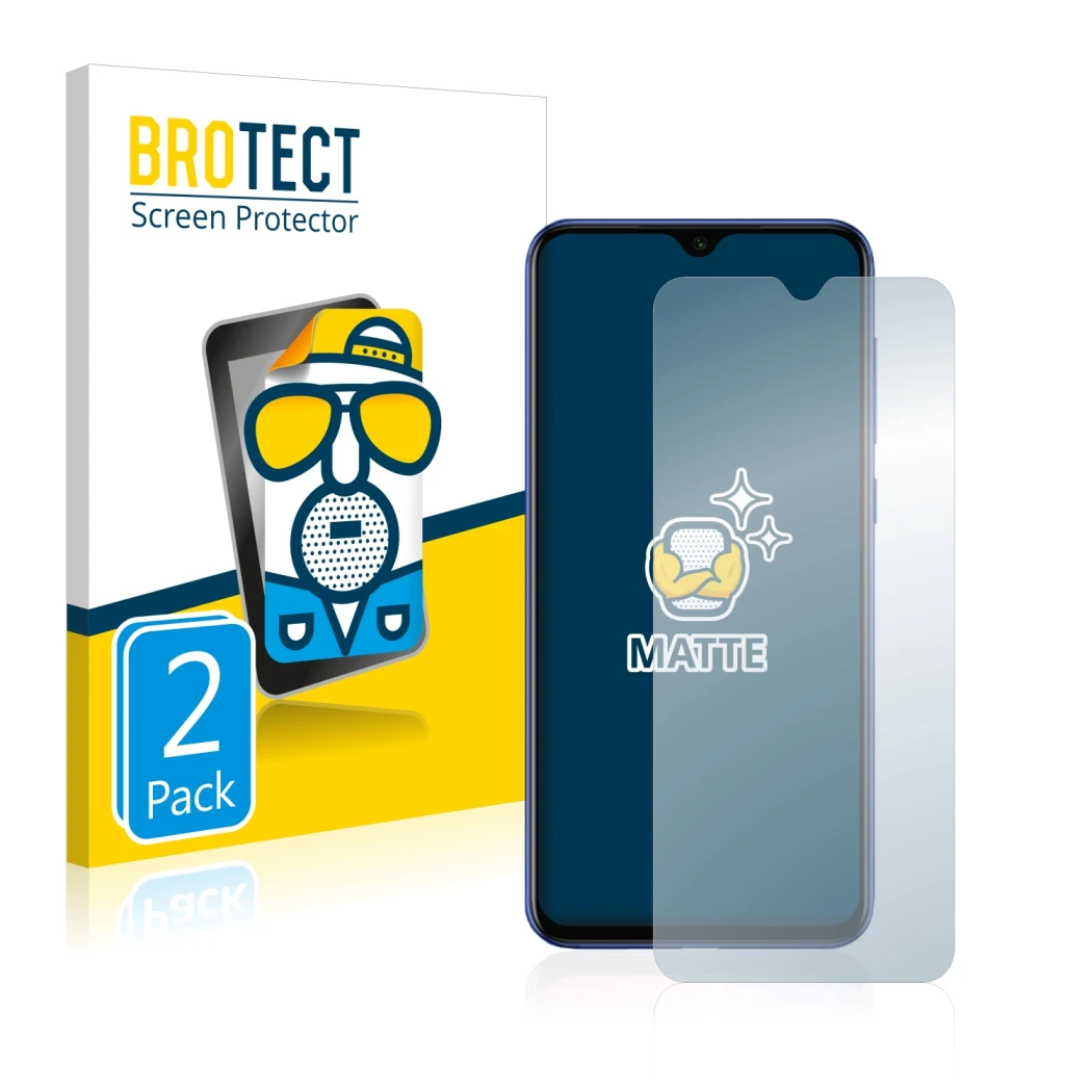 Front side of a product packaging with the brand logo BROTECT. Next to it is the device Xiaomi Mi 9 SE shown with the correspo