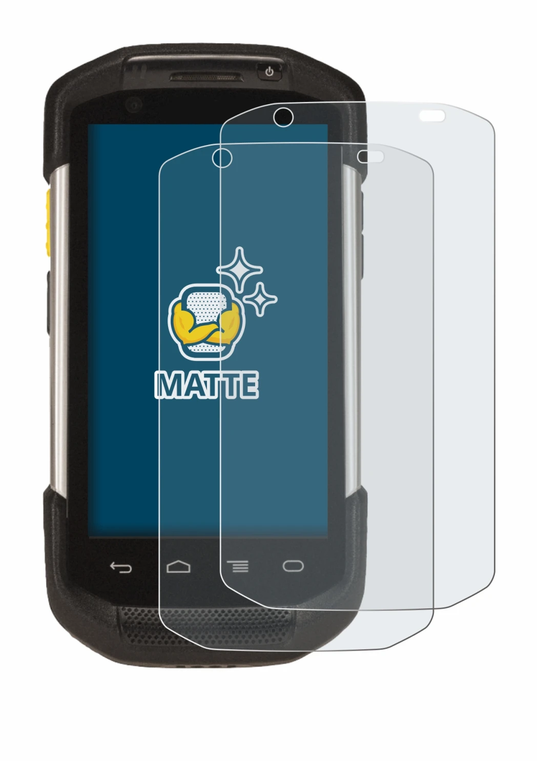 Image of the device Zebra TC77 with a wide variety of screen protectors.