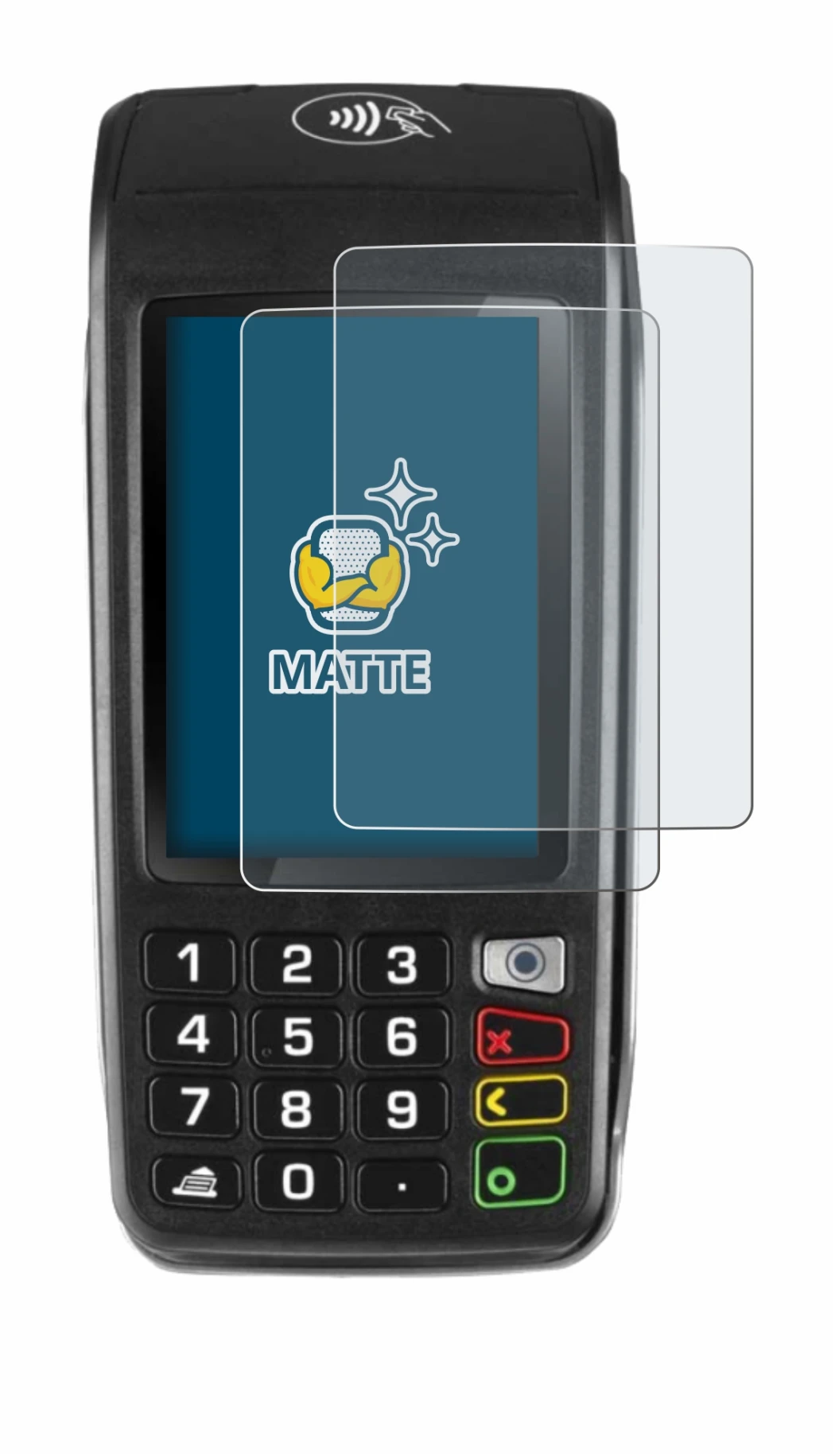 Image of the device ingenico Move/5000 with a wide variety of screen protectors.