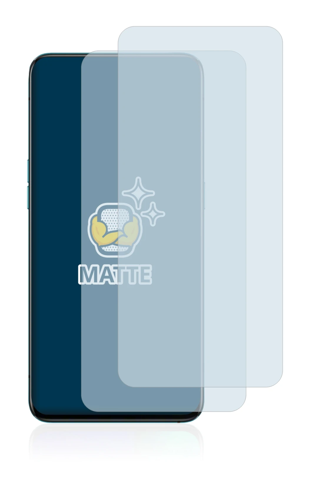 Image of the device Oppo Reno 5G with a wide variety of screen protectors.