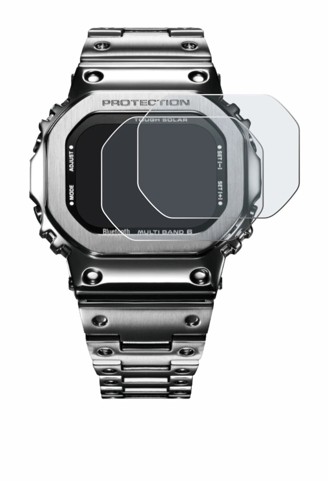 Image of the device Casio G-Shock GMW-B5000D-1ER with a wide variety of screen protectors.