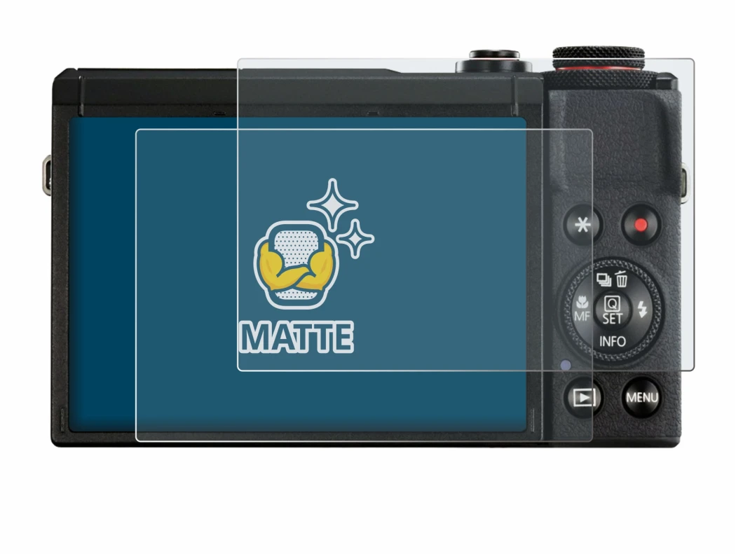 Image of the device Canon PowerShot G7 X Mark III with a wide variety of screen protectors.