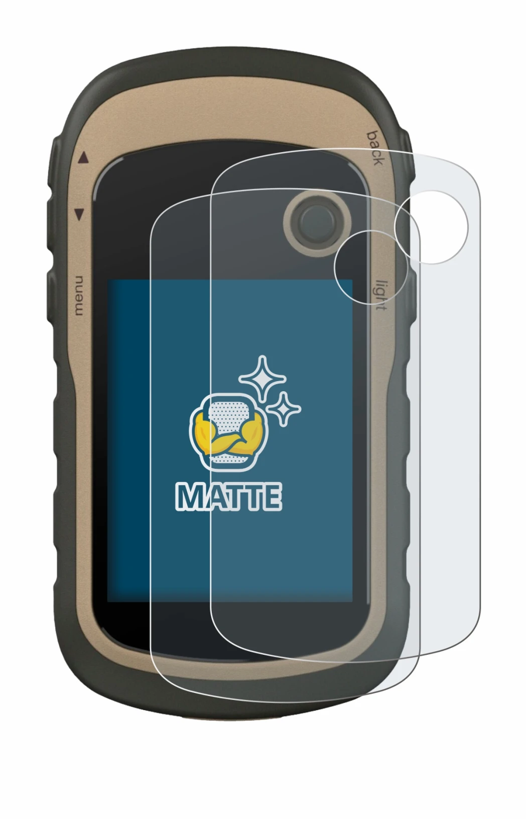 Image of the device Garmin eTrex 32x with a wide variety of screen protectors.