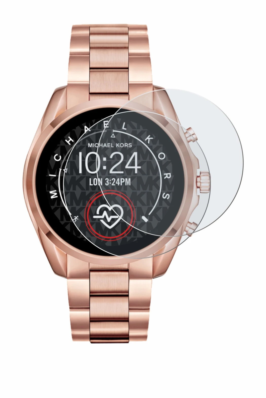 Image of the device Michael Kors Access Bradshaw 2 with a wide variety of screen protectors.