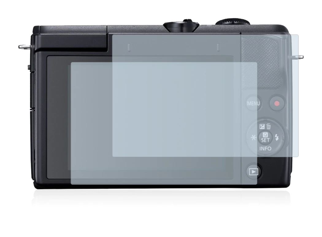 Image of the device Canon EOS M200 with a wide variety of screen protectors.