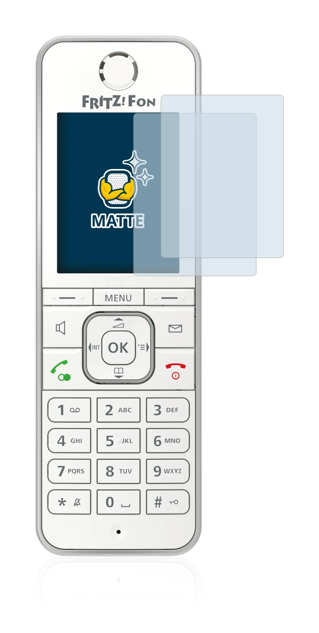 Image of the device AVM Fritz!Fon C6 with a wide variety of screen protectors.