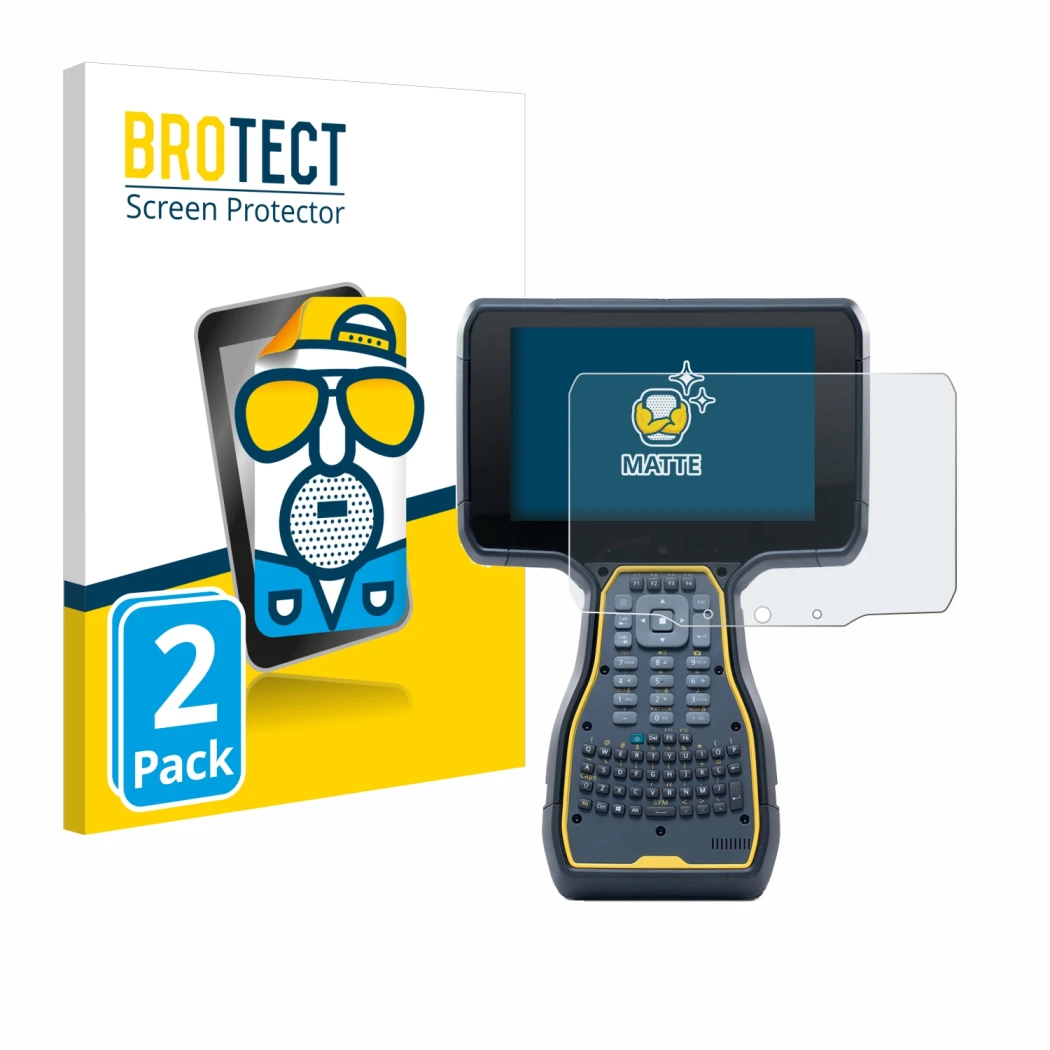 Front side of a product packaging with the brand logo BROTECT. Next to it is the device Trimble TSC7 Controller shown with the