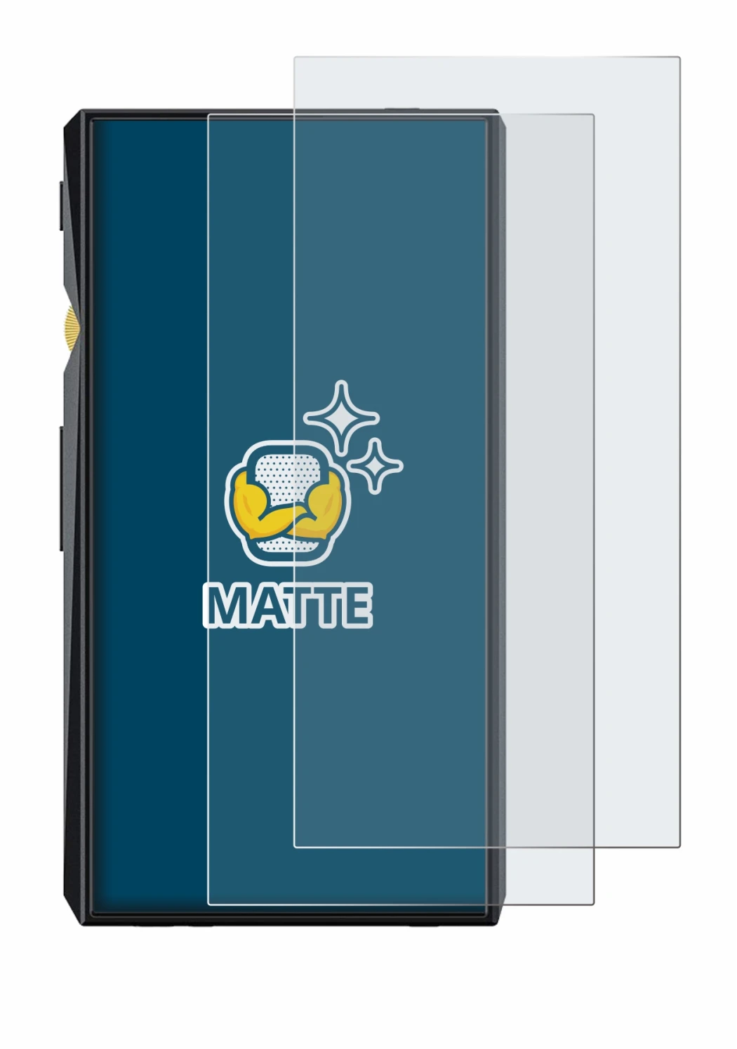 Image of the device FiiO M11 Pro with a wide variety of screen protectors.