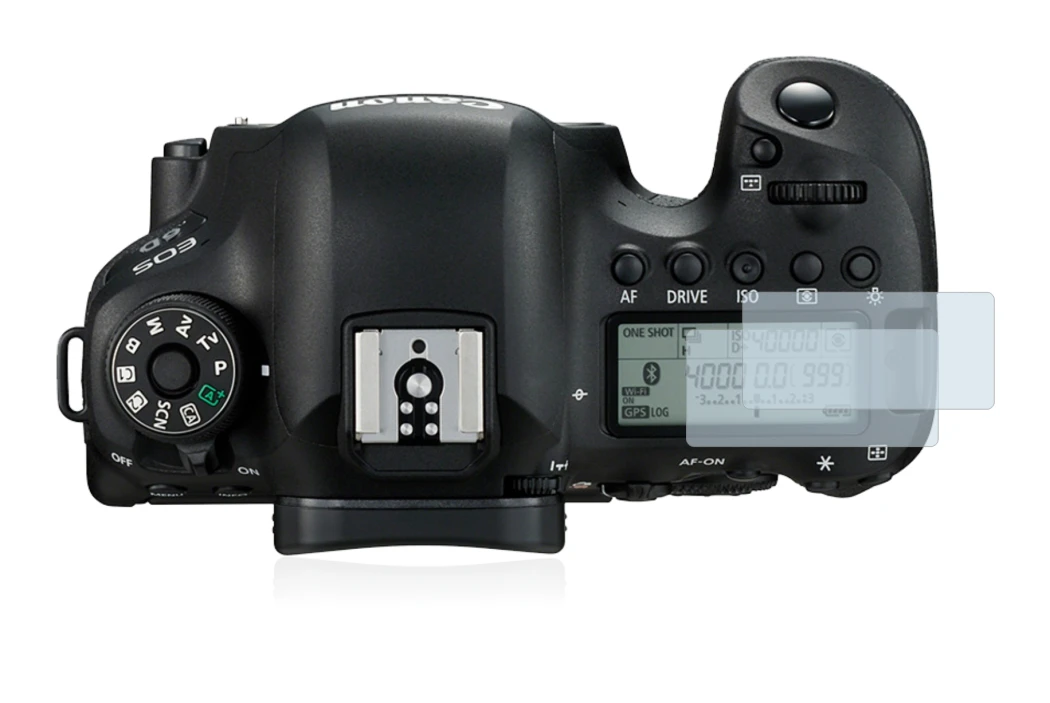Image of the device Canon EOS 6D (top plate display) with a wide variety of screen protectors.