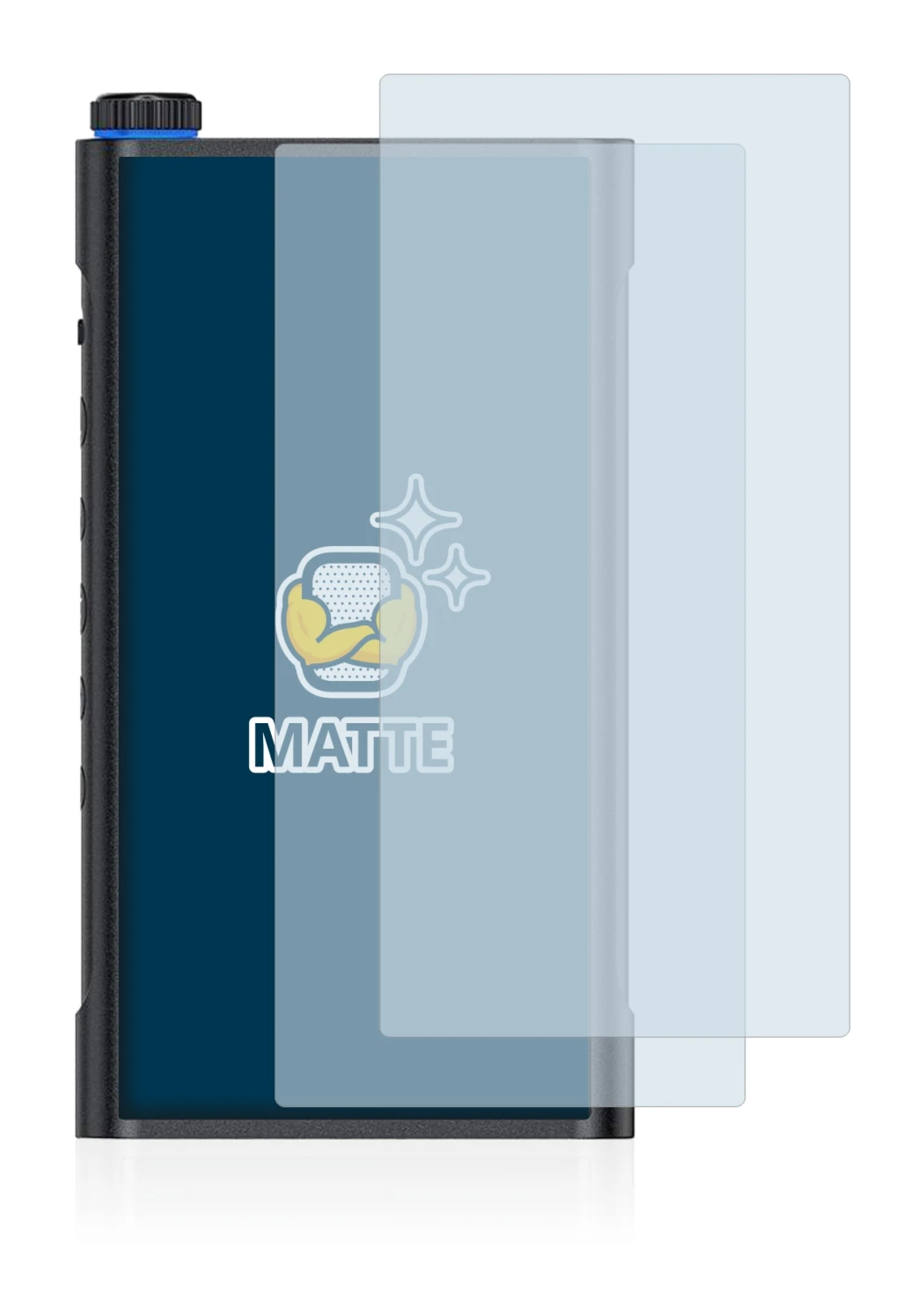 Image of the device FiiO M15 with a wide variety of screen protectors.