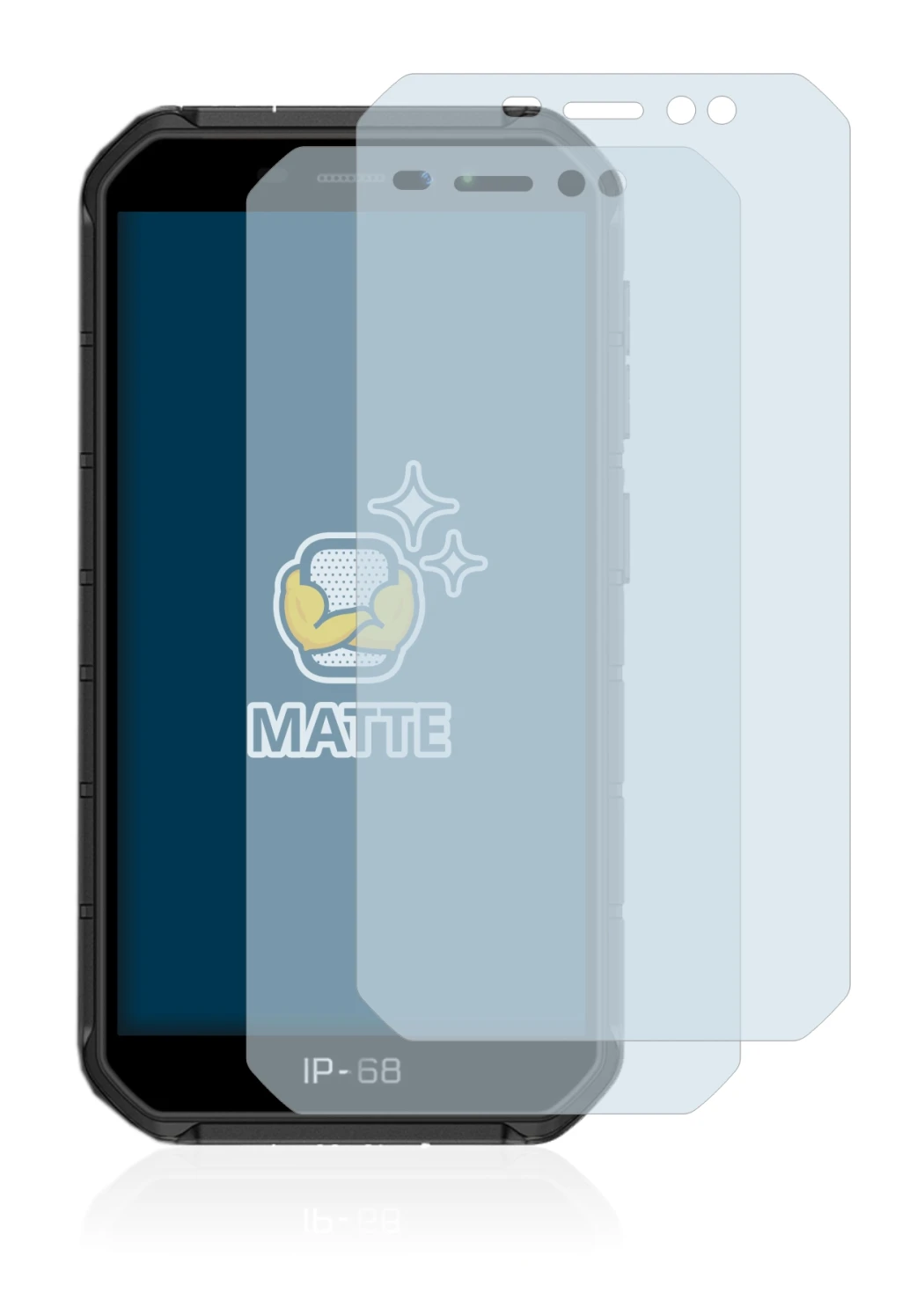 Image of the device Ulefone Armor X7 with a wide variety of screen protectors.