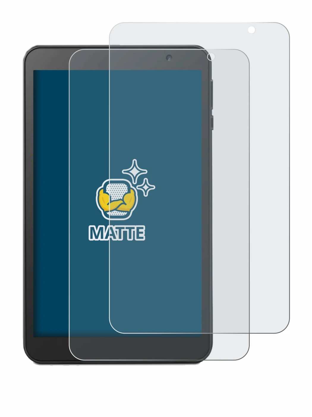 Image of the device Vankyo MatrixPad S8 with a wide variety of screen protectors.